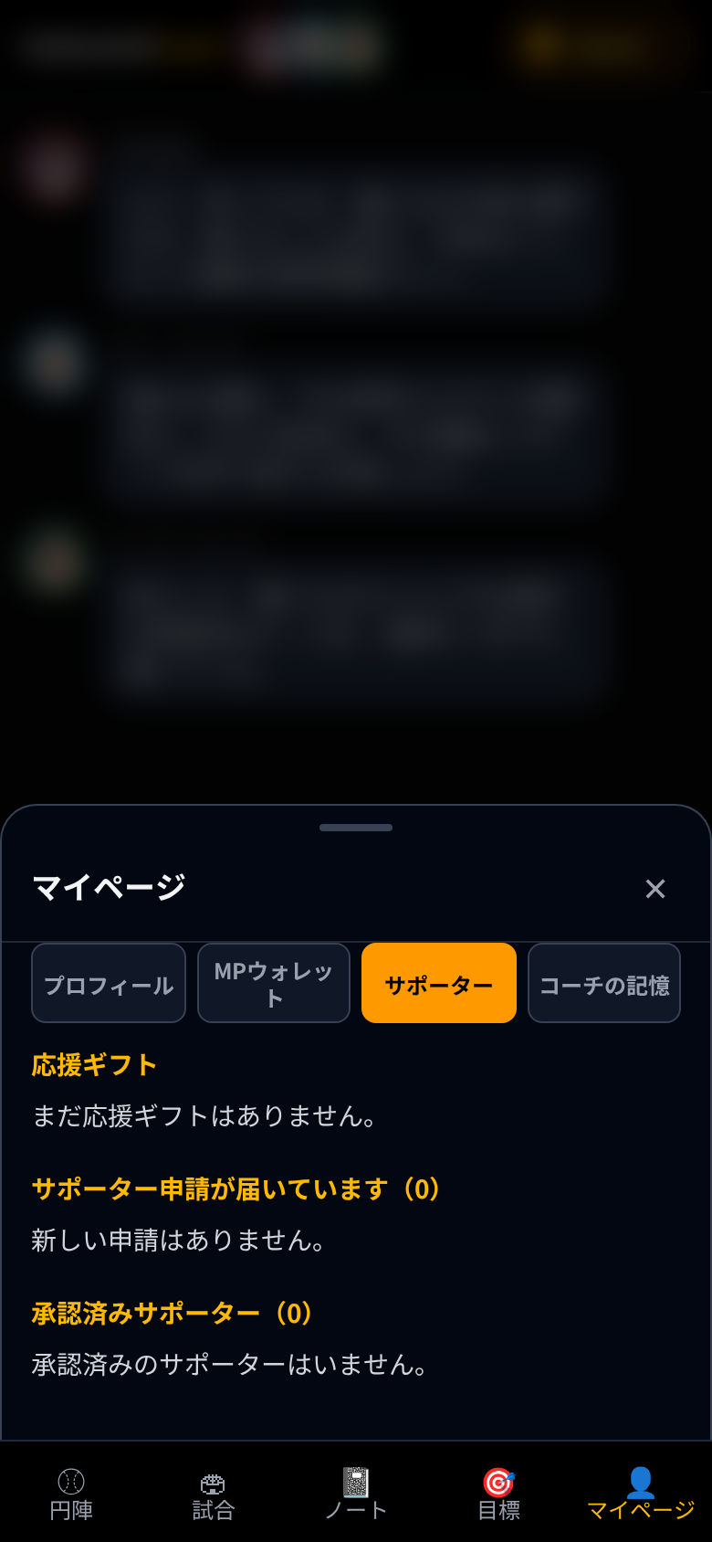 マイページ:サポーター